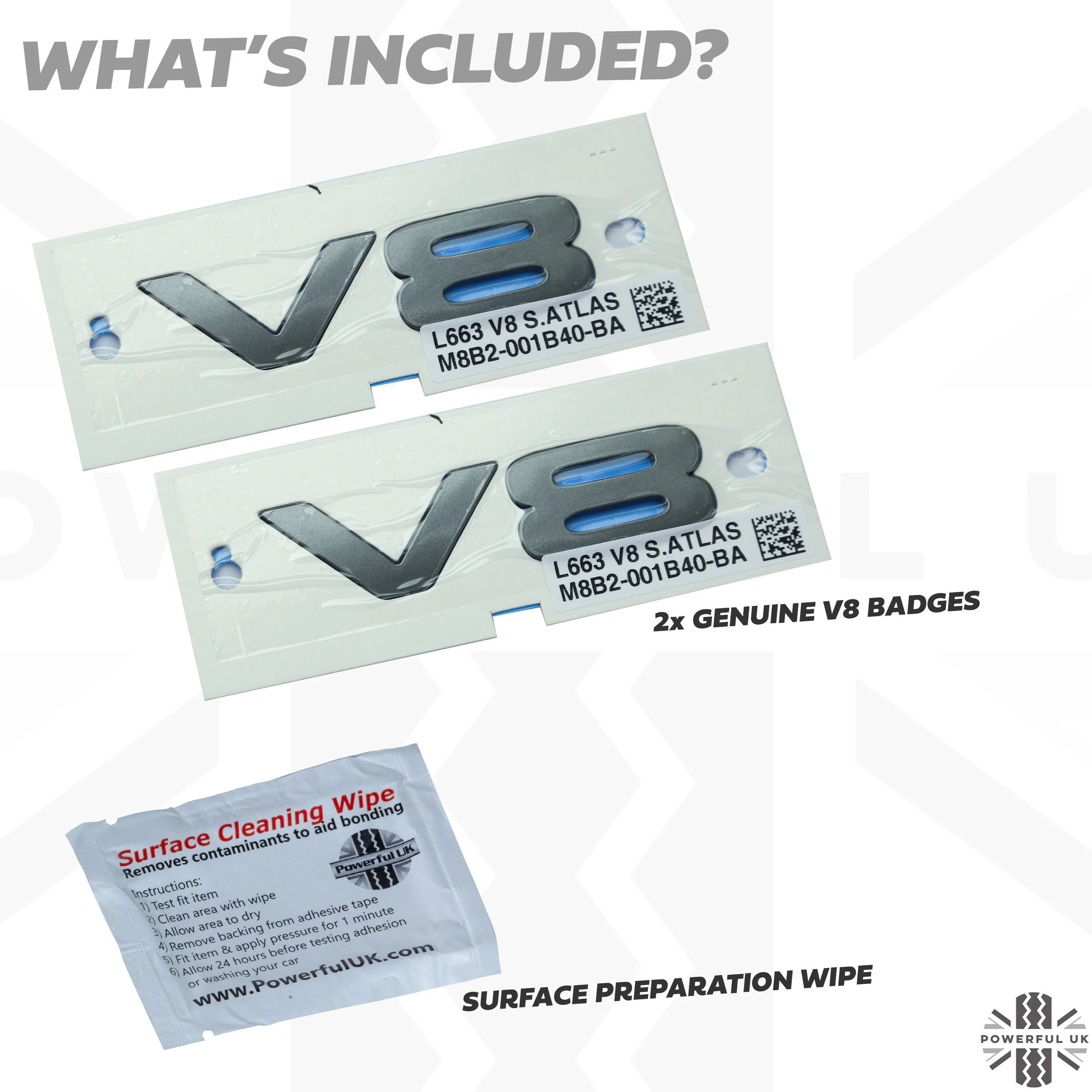 2x Genuine 'V8' Badge for Land Rover Defender L663 - Shadow Atlas - Image 3