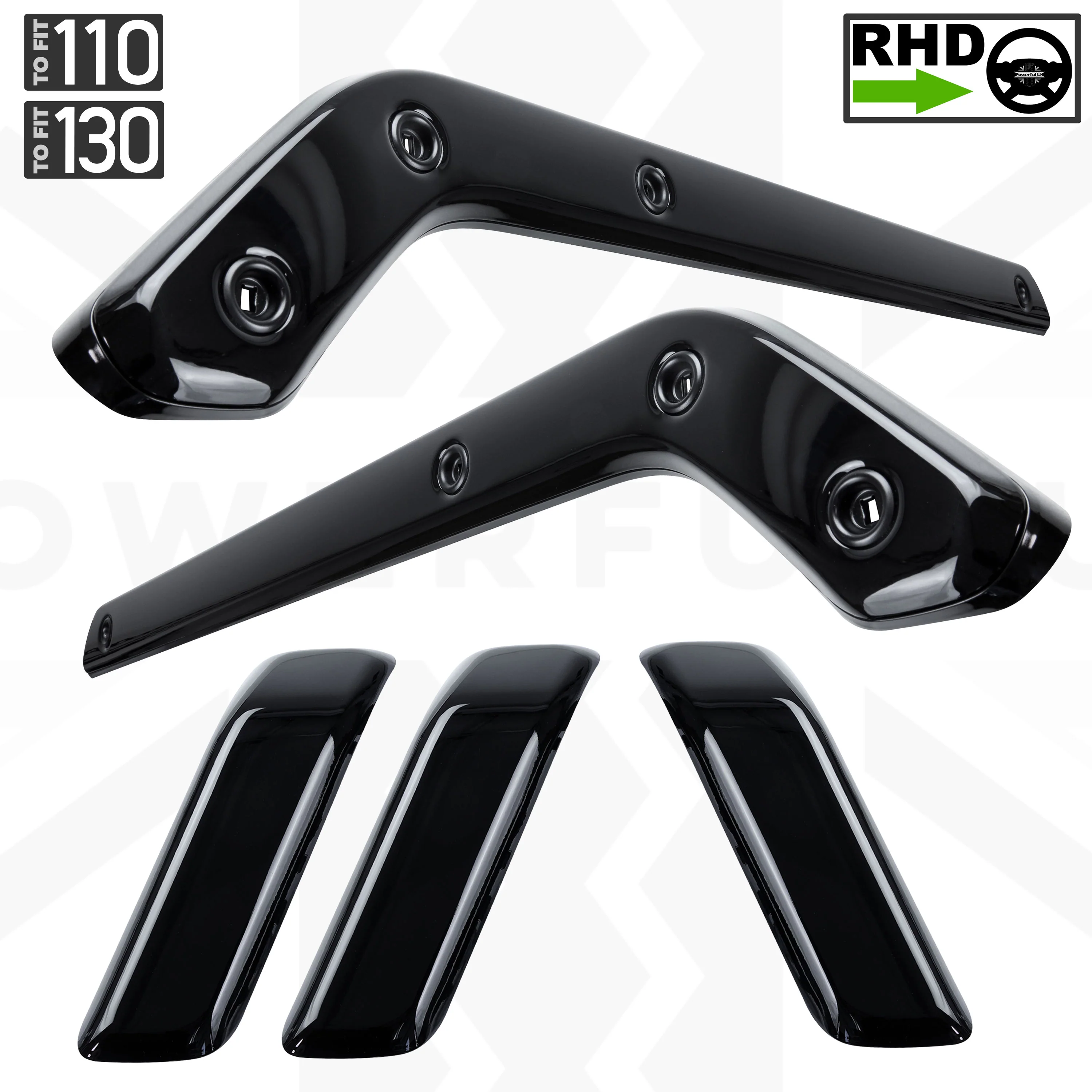 5pc Gloss Black Interior Trim Kit (Centre console & door pulls) for Land Rover Defender - 110/130 - RHD - Image 10