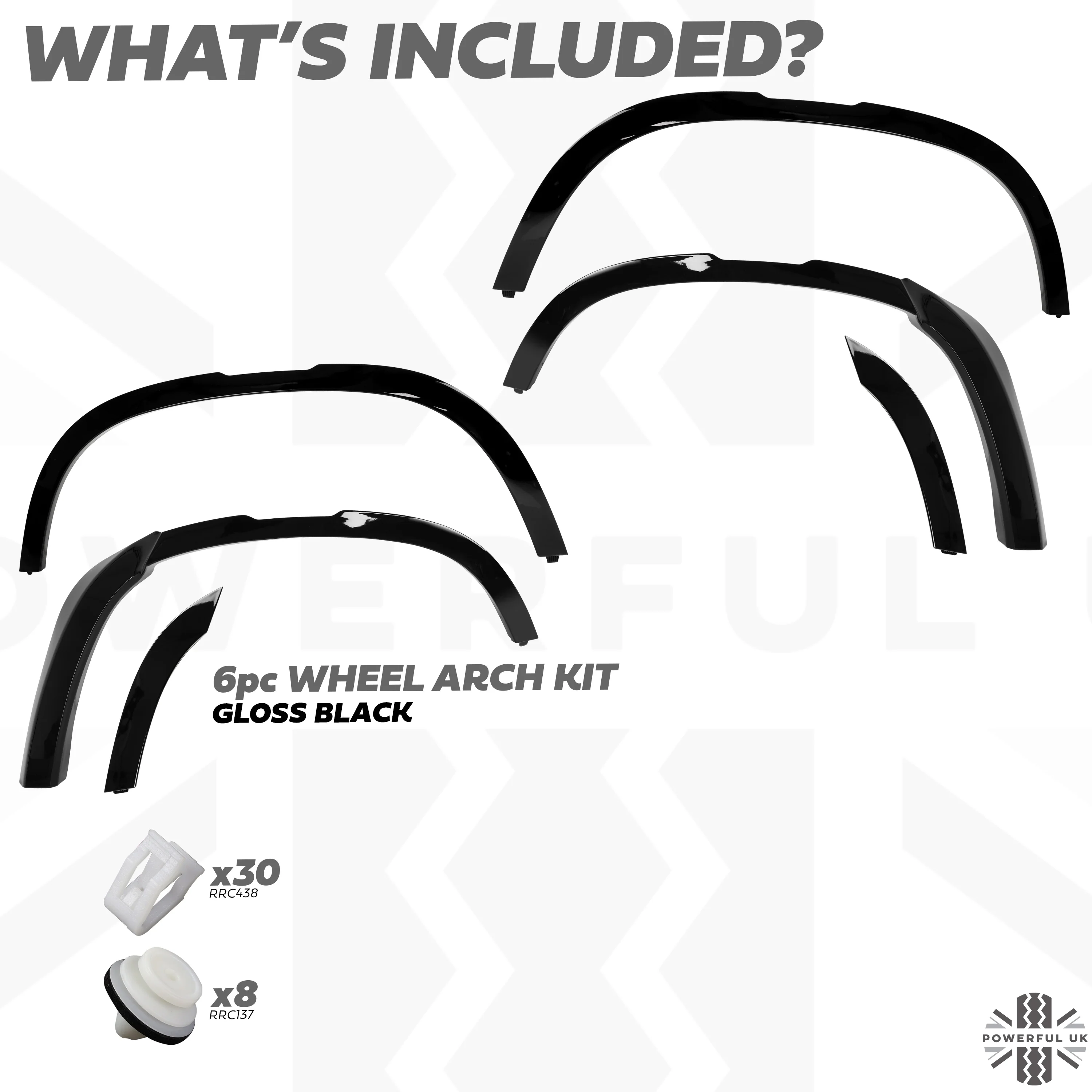6pc Wheel Arch Kit for Land Rover Defender L663 - ROW - Gloss Black - Image 3