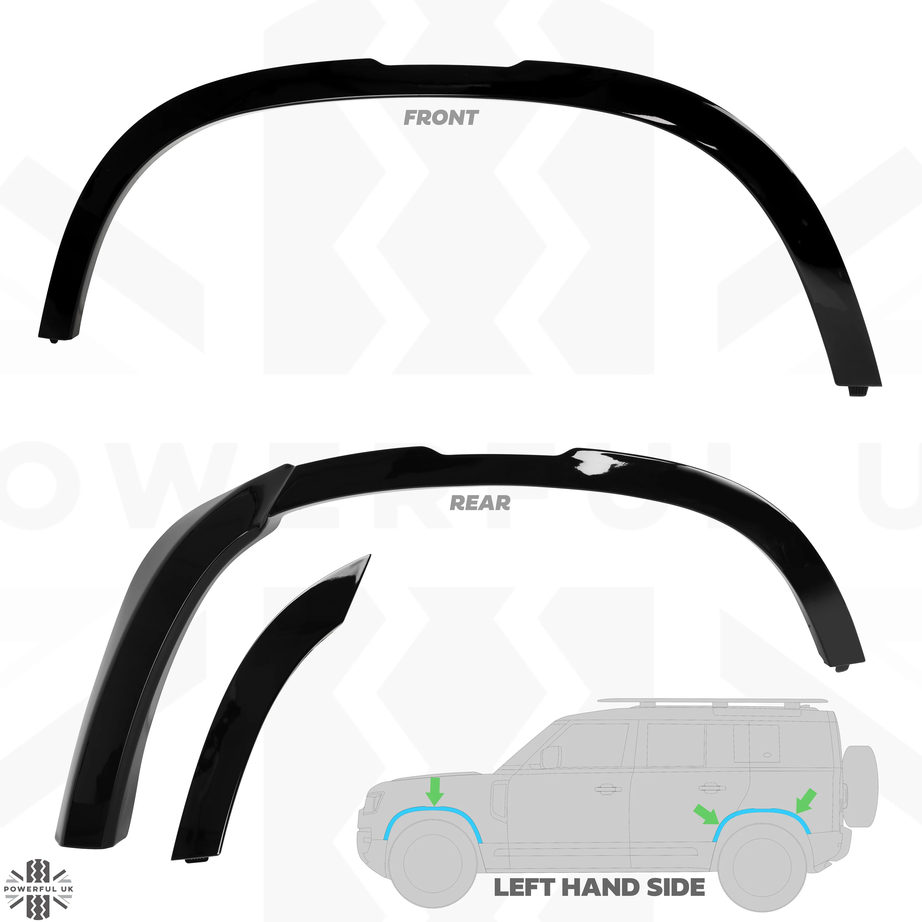 6pc Wheel Arch Kit for Land Rover Defender L663 - ROW - Gloss Black - Image 4