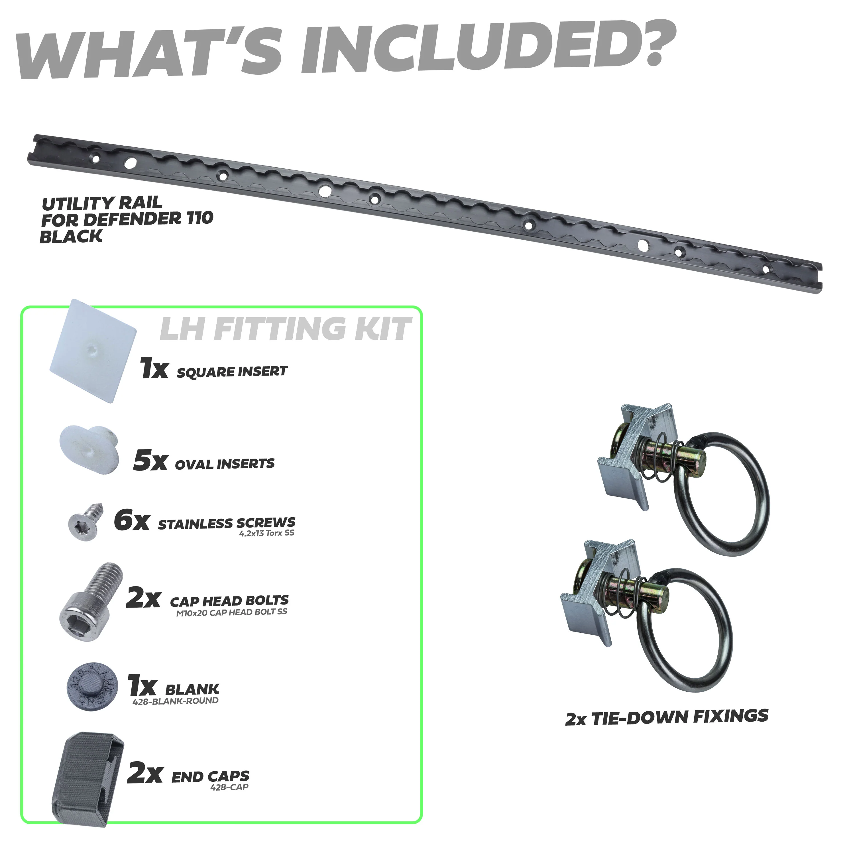 Black Anodised Utility Side Rail for Land Rover Defender L663 110 - Left Kit - Image 4