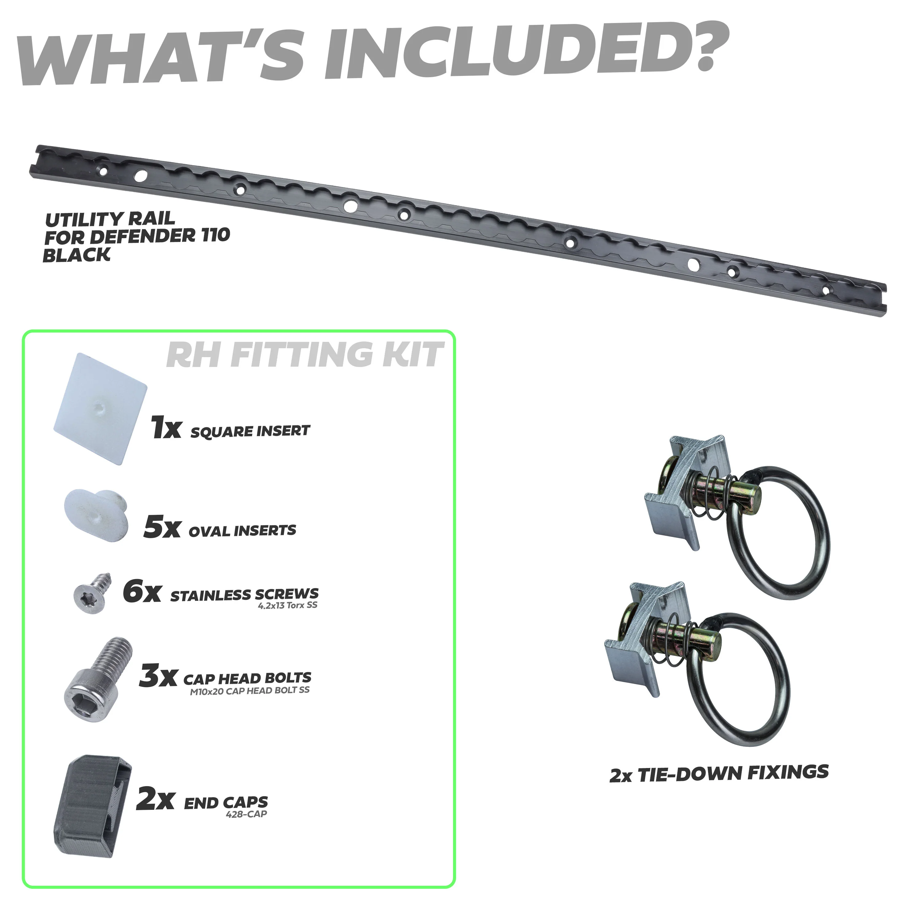 Black Anodised Utility Side Rail for Land Rover Defender L663 110 - Right Kit - Image 4