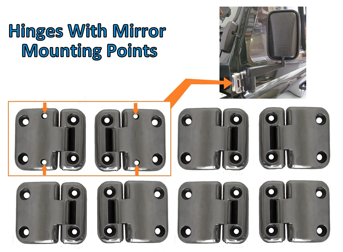 Door Hinge Kit - Brushed Stainless Steel - 4 Door - for Land Rover Defender - Image 7