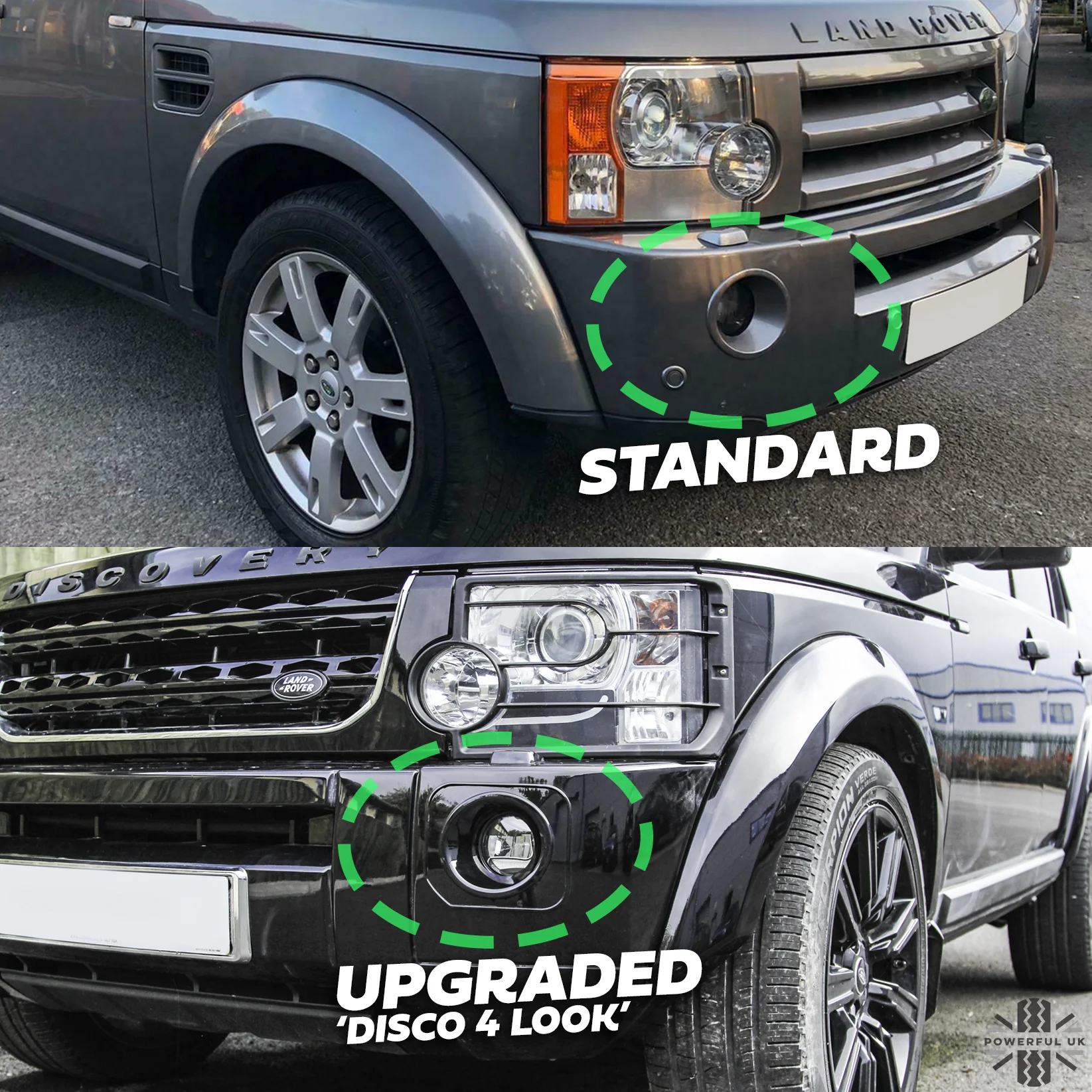 Front Bumper Fog Bezels - Discovery 4 style - Gloss Black - for Land Rover Discovery 3 - PAIR - Image 4