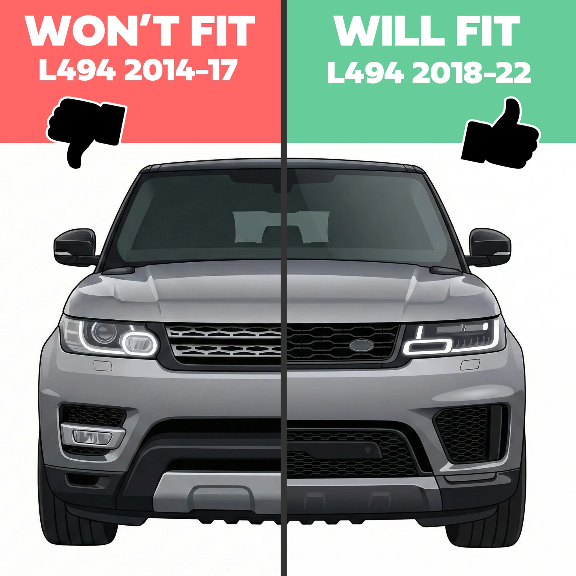 Front Grille in Gloss Black for Range Rover Sport L494 2018-22 - Image 8