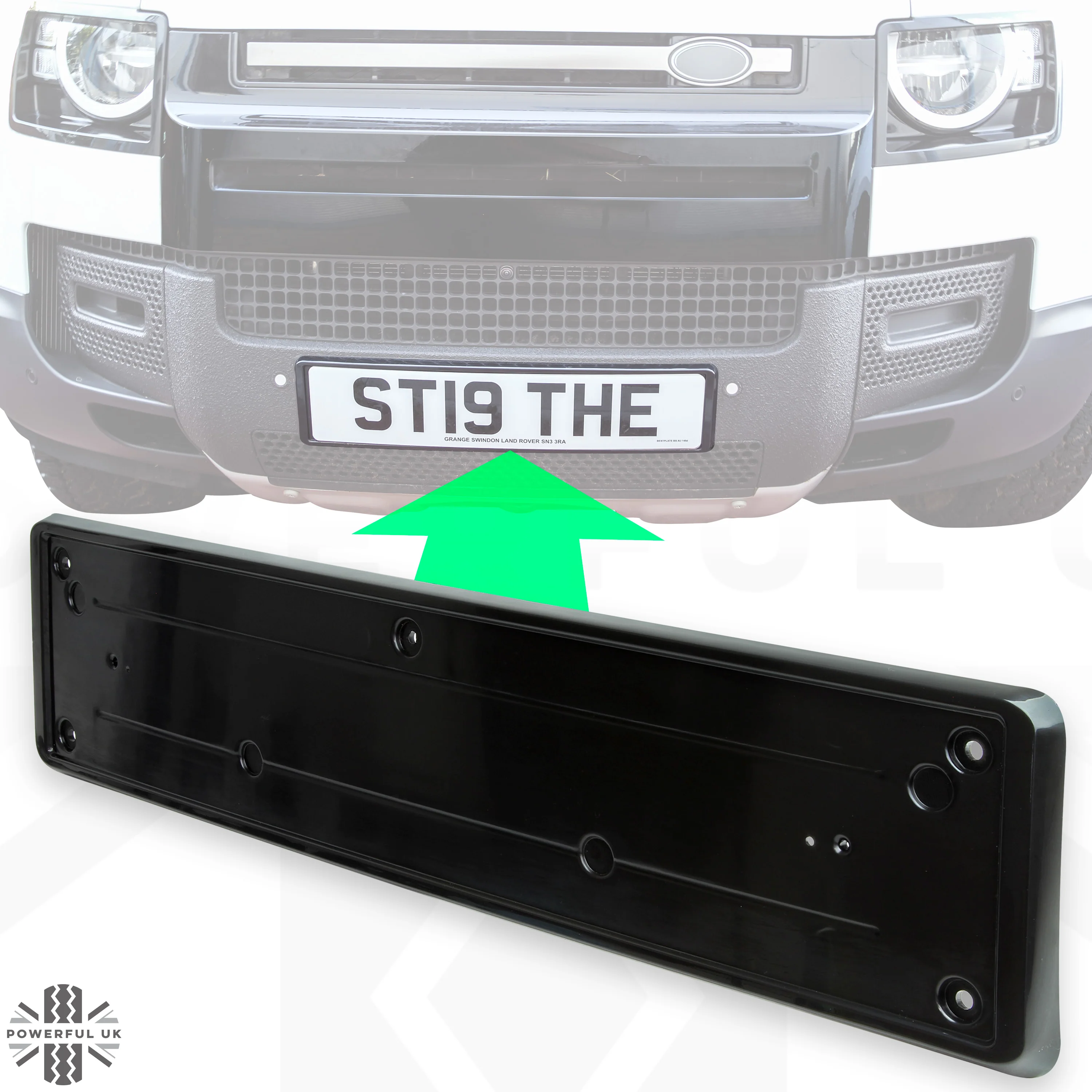 Front Number Plate Plinth for Land Rover Defender L663 - Black - Image 7