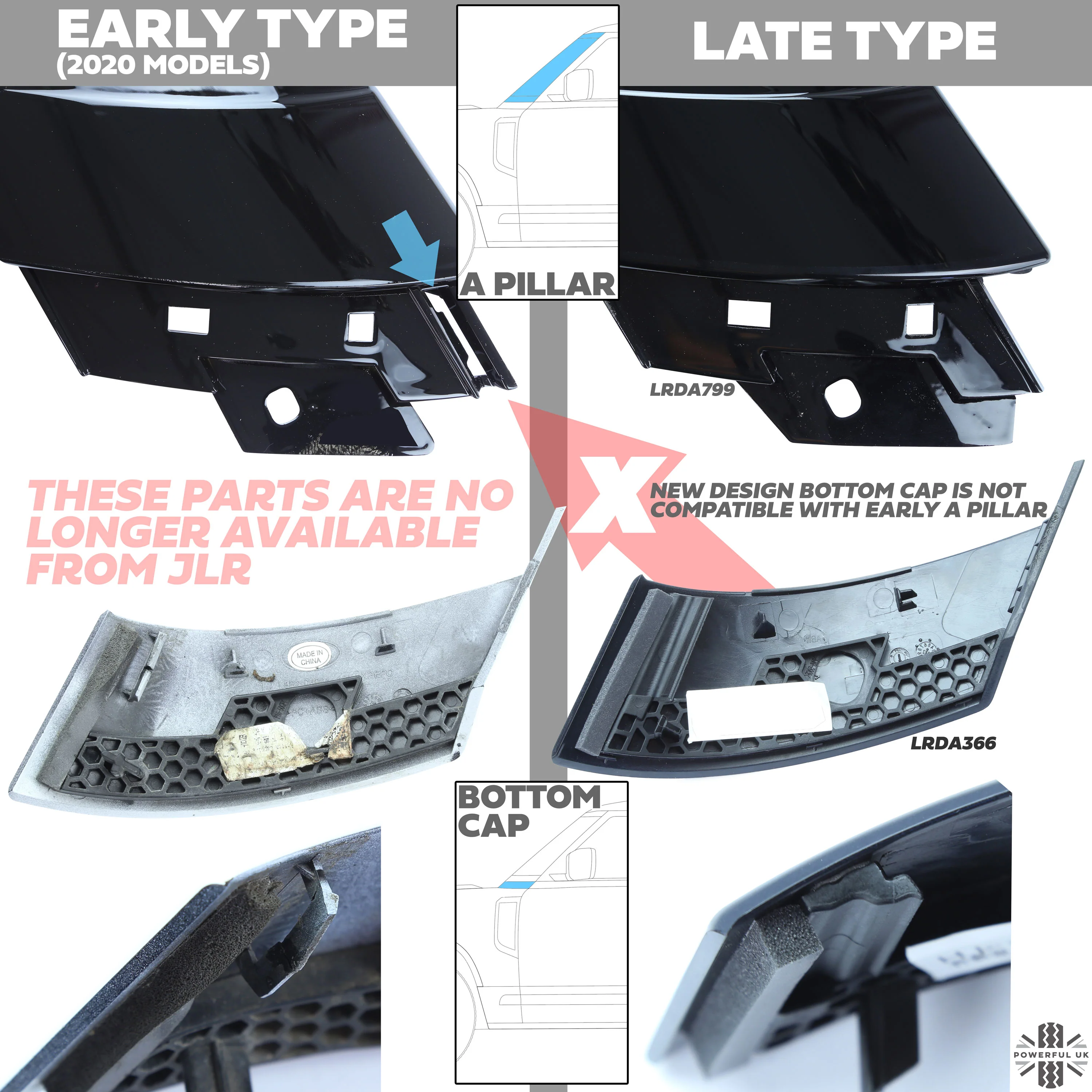 Genuine A Pillar Finishers in Gloss Black for Land Rover Defender L663 - PAIR - Image 5