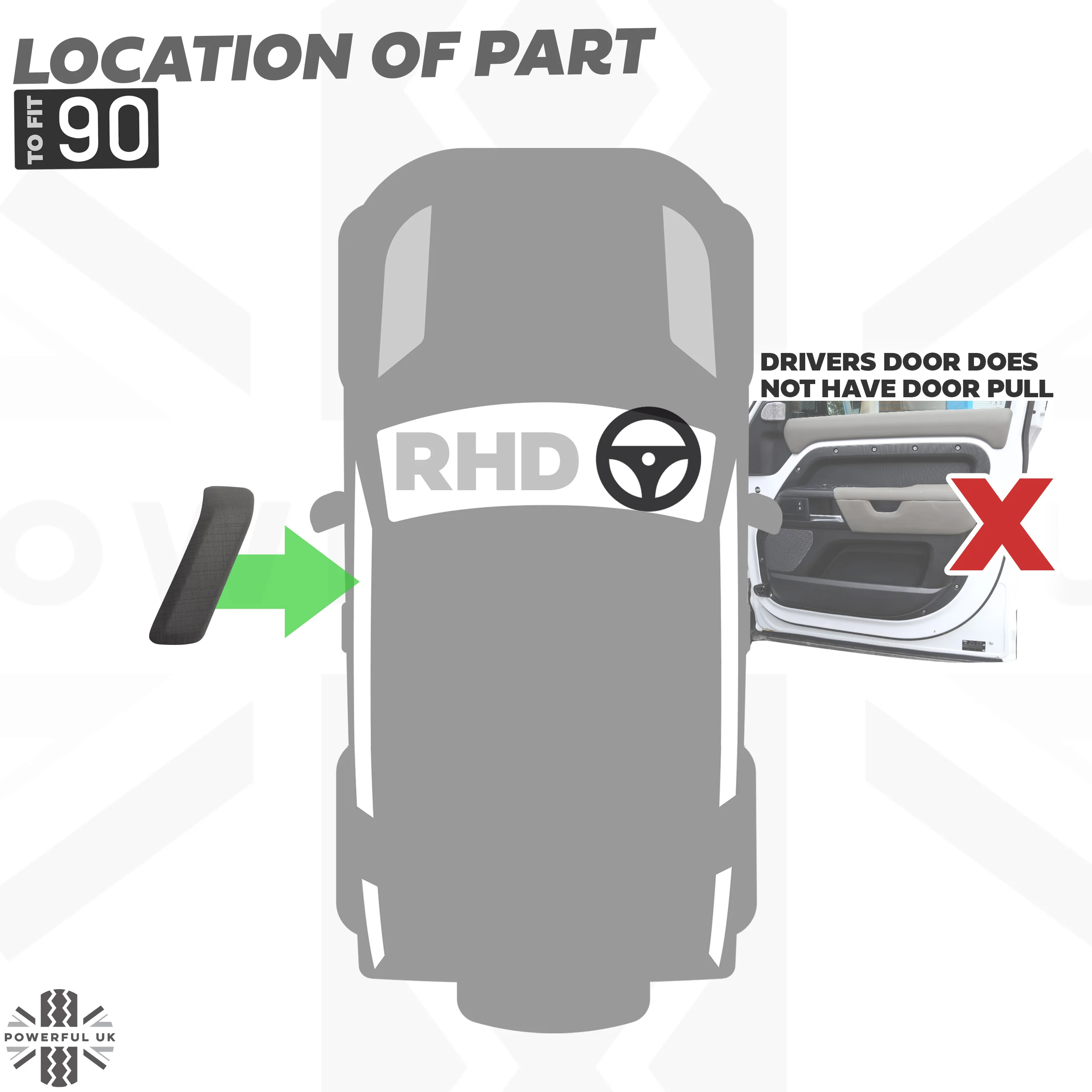 Interior Door Pull Finisher (Genuine) in Dark Oak for Defender L663 90 - RHD - Image 6