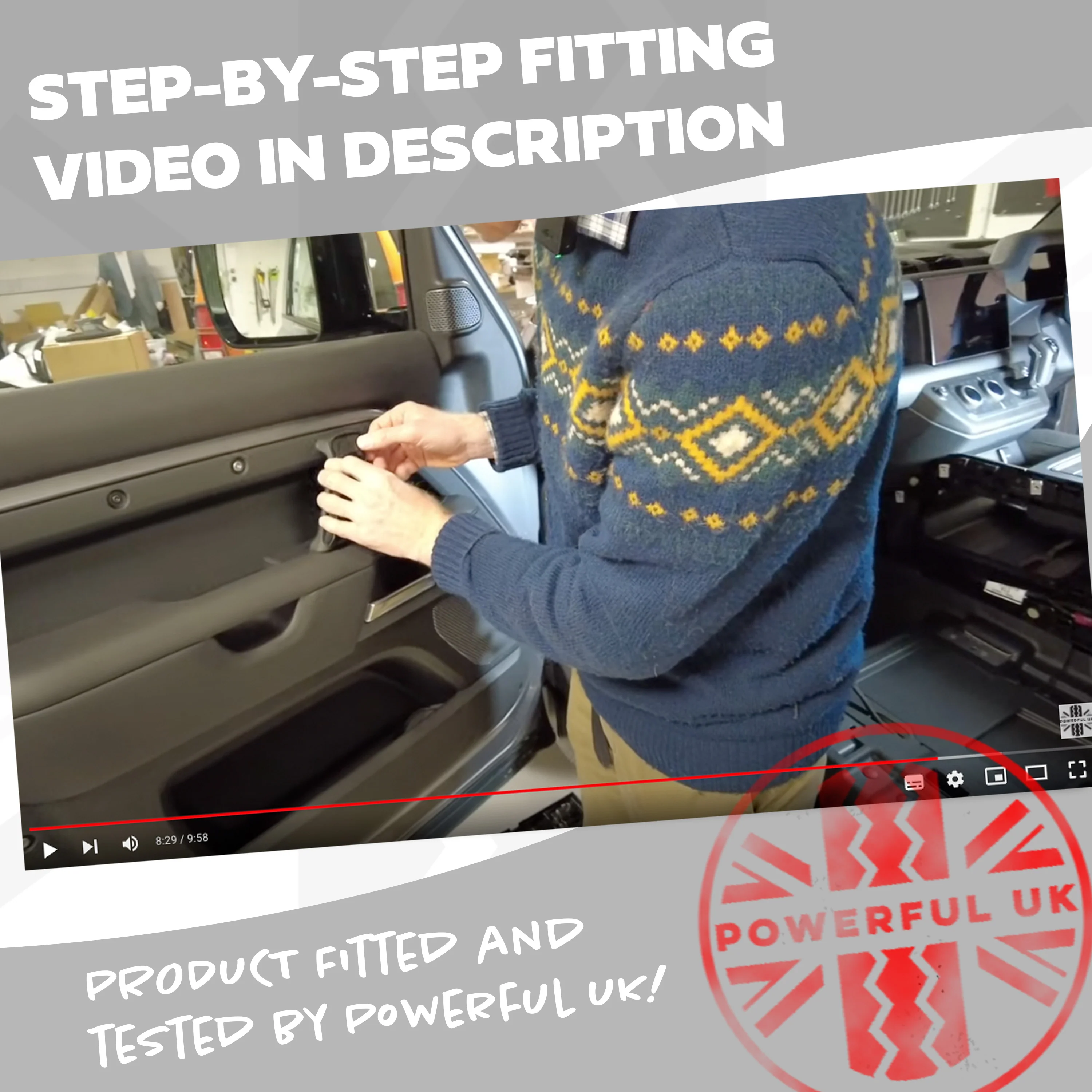 Interior Door Pull Finisher in Gloss Black for Defender L663 90 - LHD - Image 7