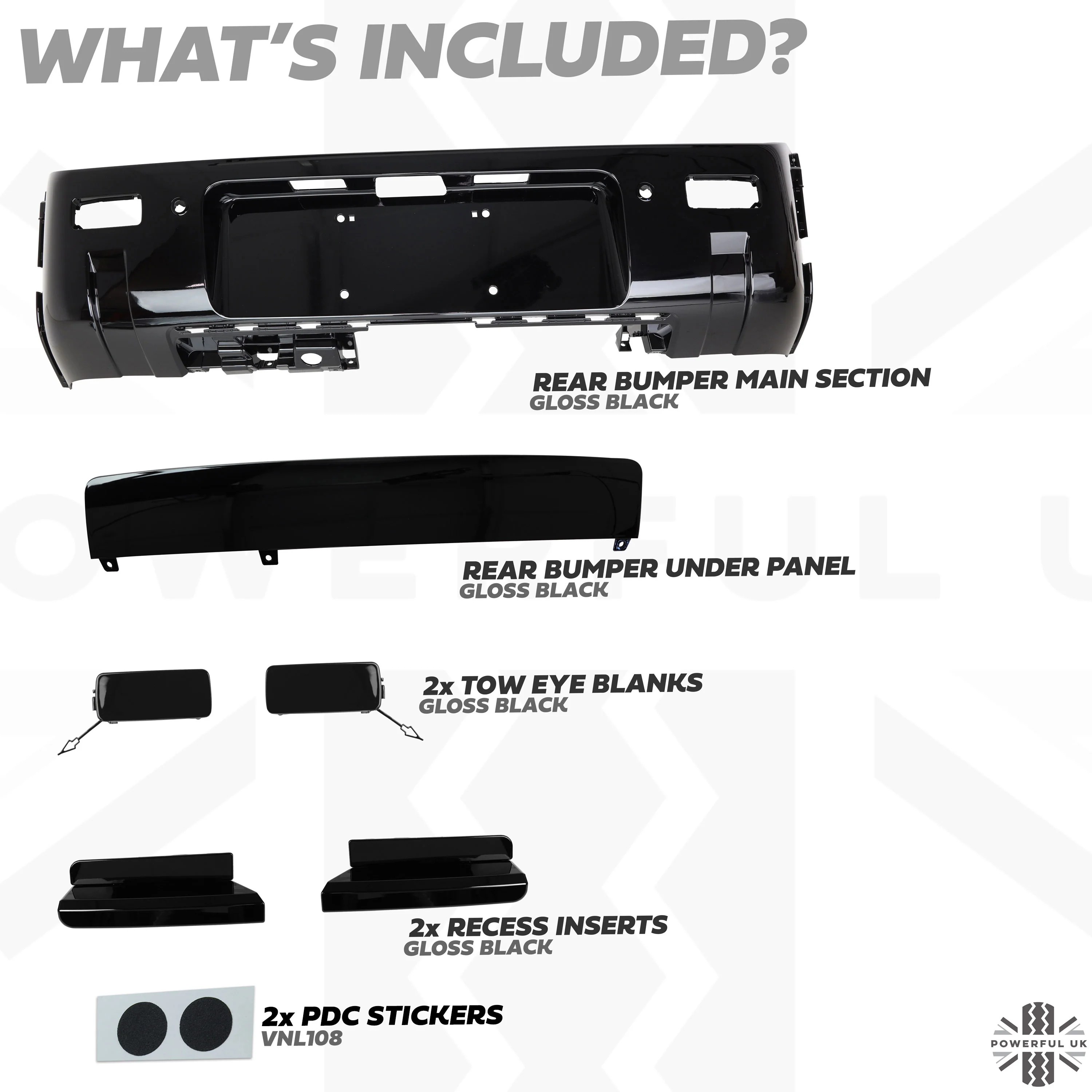 Rear Bumper Kit for Land Rover Defender L663 - Gloss Black - Image 4
