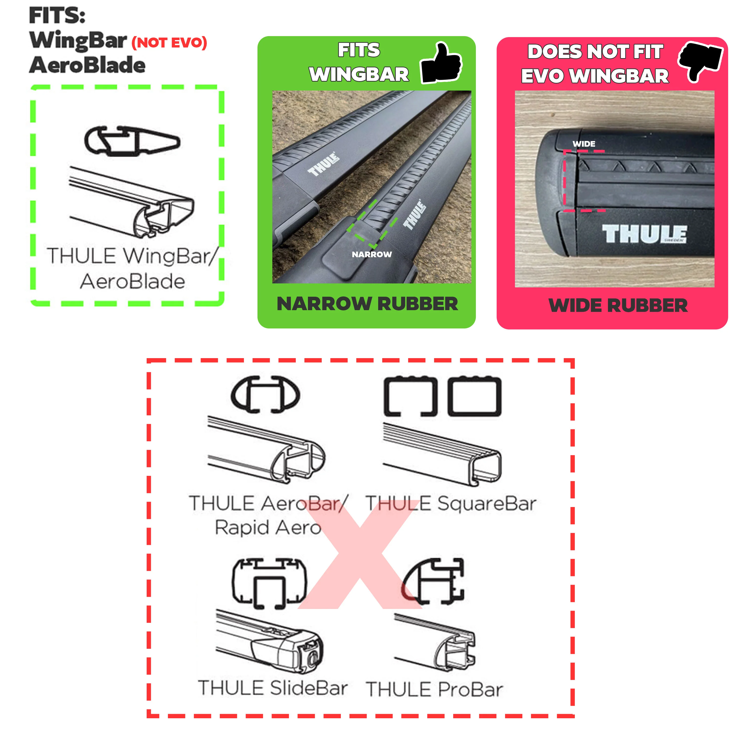 Roof Rack Mount Clamp Kit for Thule Cross Bars - Kit D (Black) - Image 3