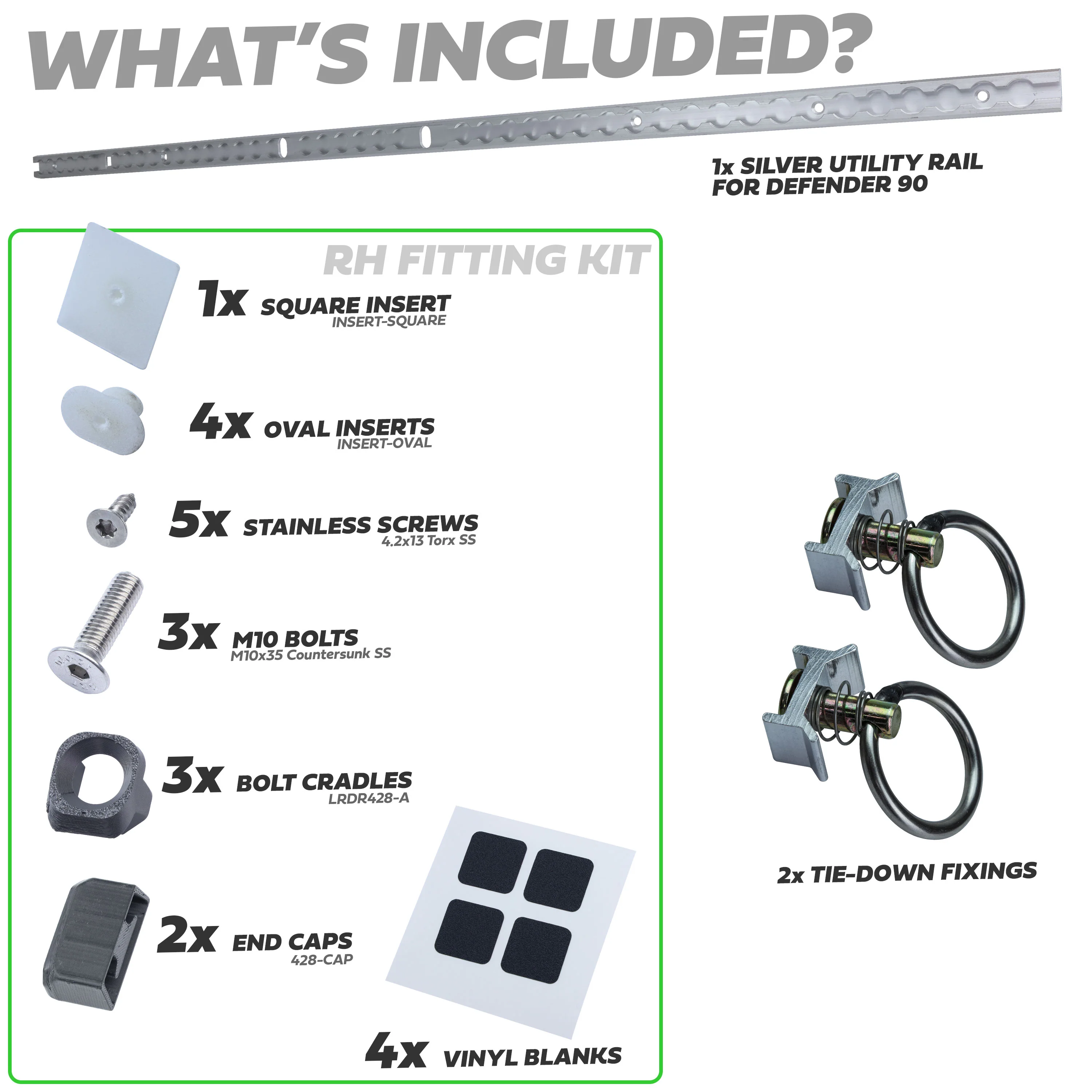 Silver Utility Side Rail for Land Rover Defender L663 90 - Right Kit - Image 3