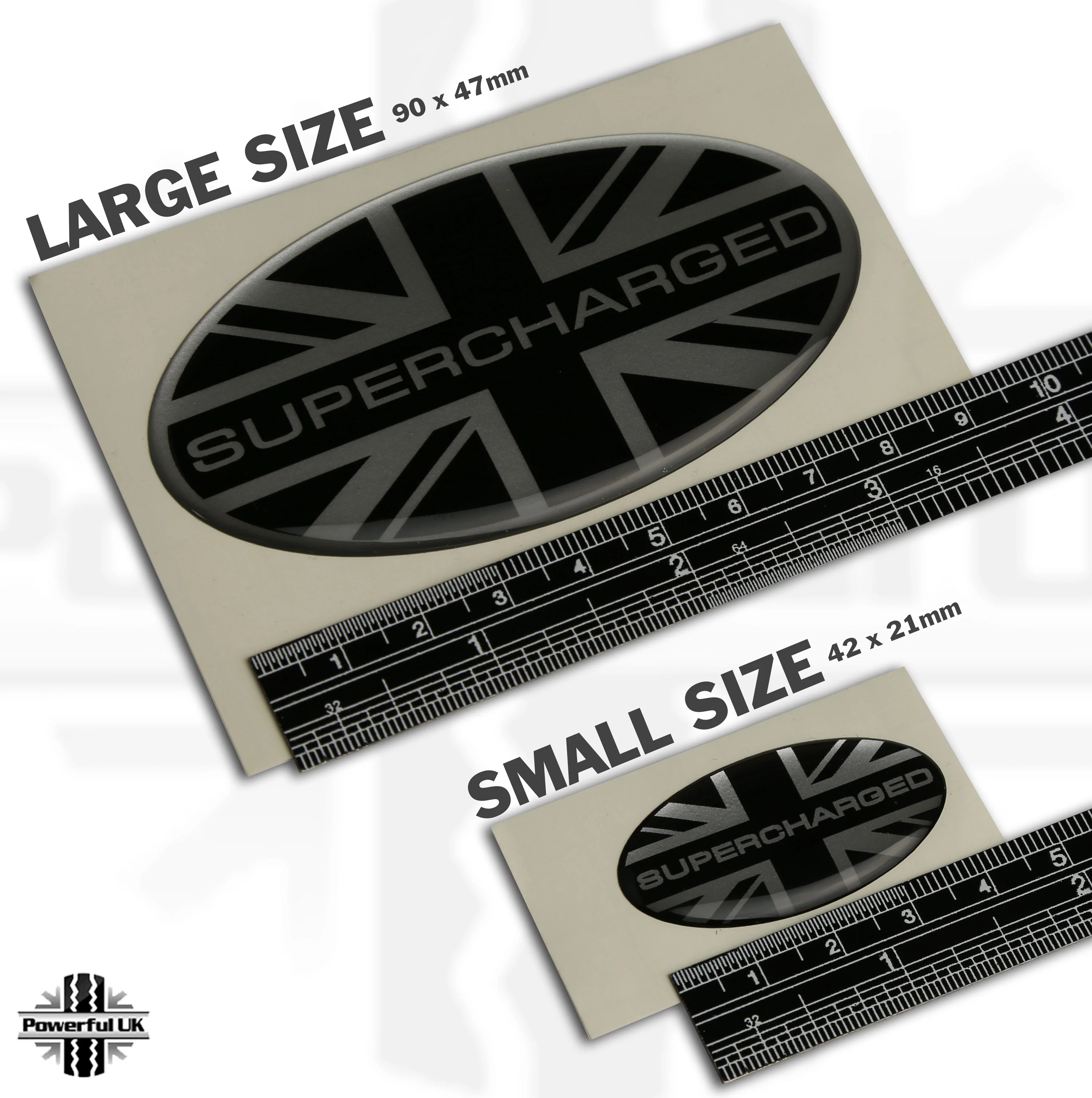 Supercharged Union Jack Oval Badge Sticker - LARGE (each) - Image 4