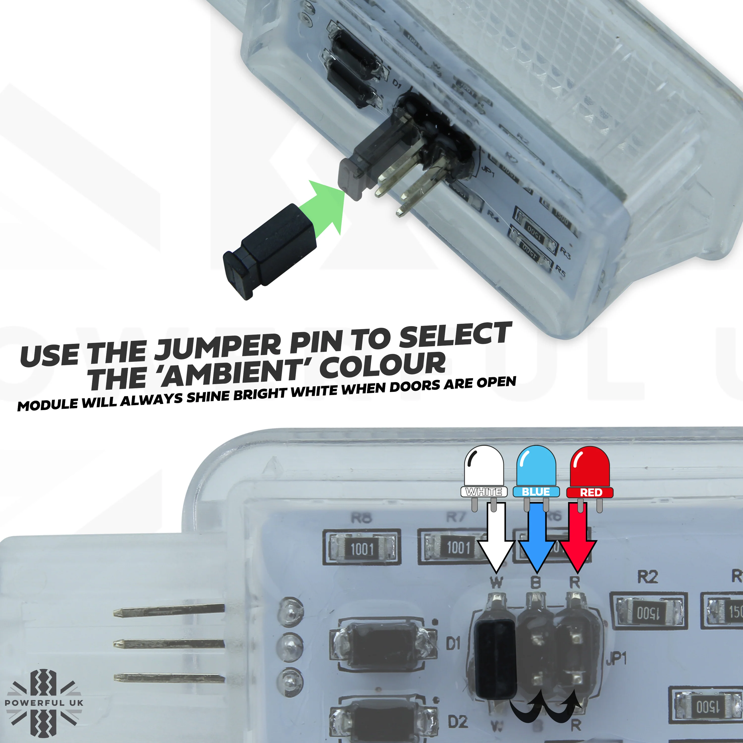 WHITE-RED-BLUE LED interior Footwell ambient lamp upgrade for Land Rover Defender L663 (2pc) - Image 4